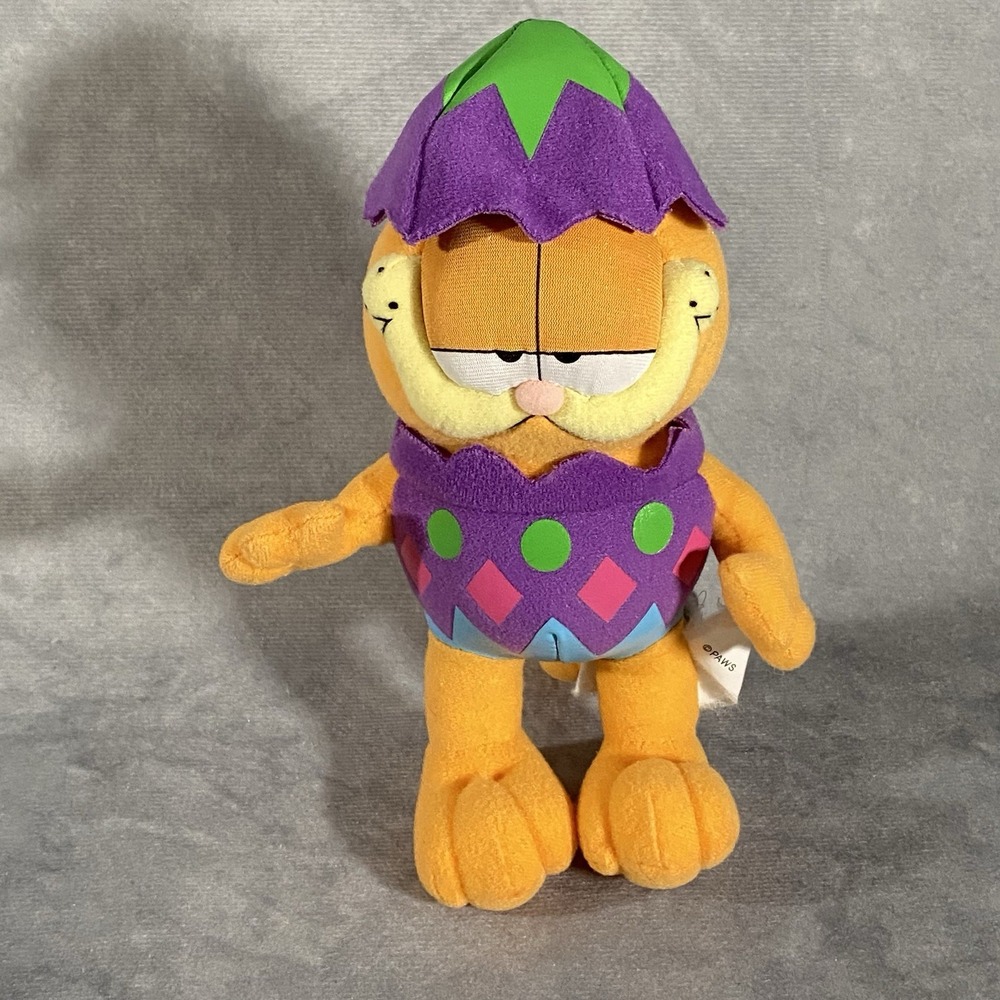 Garfield Plushie Russell Stover 8" Stuffed Animal Cat Easter Egg Purple